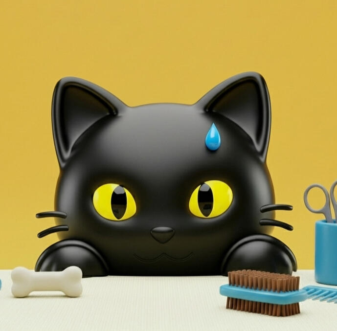 ilustración de gato negro con fondo amarillo